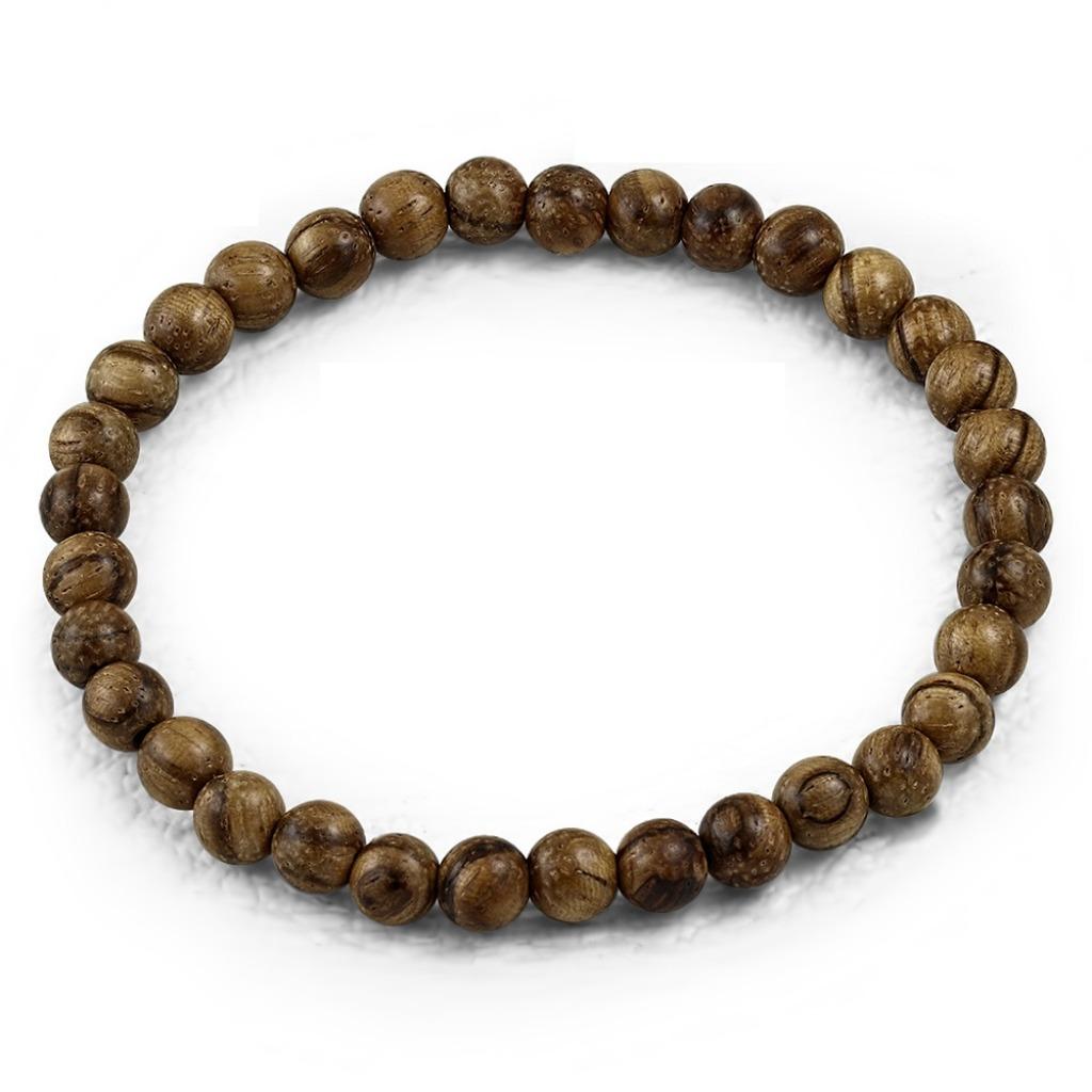 Stretch armband met houten kralen - 18cm, Handtassen en Accessoires, Armbanden, Ophalen of Verzenden, Nieuw, Hout, Met bedels of kralen