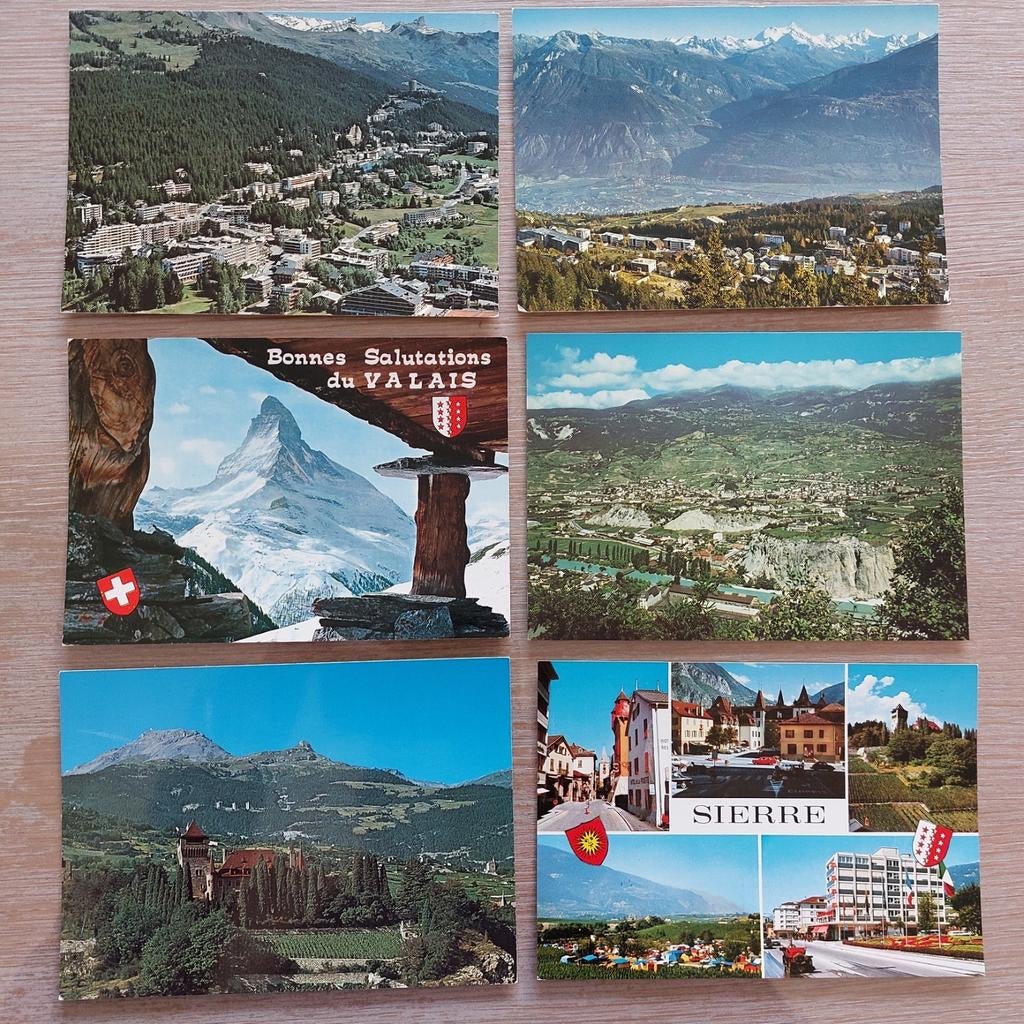6 niet beschreven postkaarten van Valais (Zwitserland), Verzamelen, Ophalen of Verzenden
