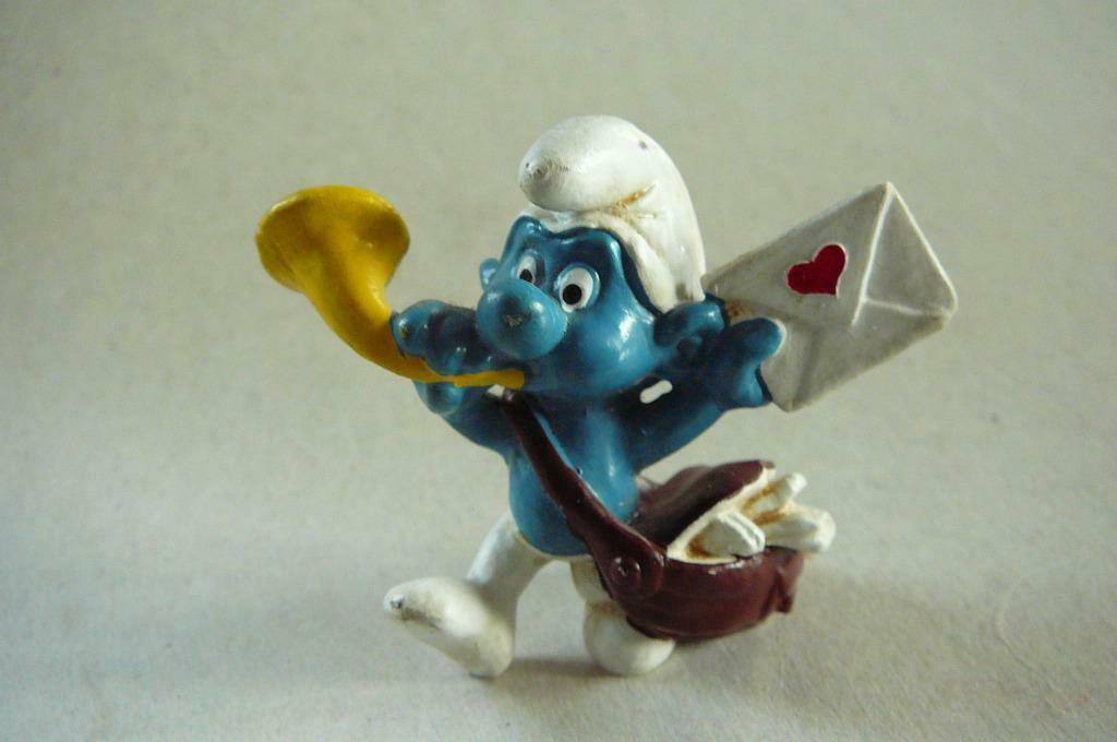 mailman Smurf oude Smurf schtroumpf Peyo, Verzamelen, Stripfiguren, Gebruikt, Beeldje of Figuurtje, Smurfen, Verzenden