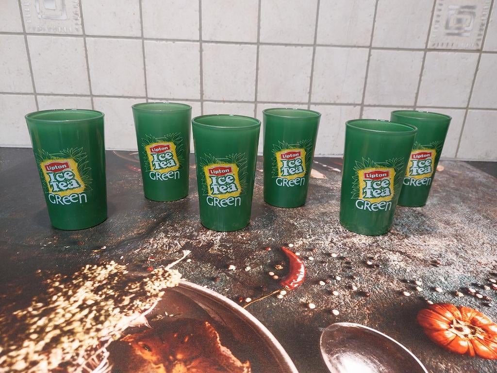 Jolis verres verts à thé glacé, Enlèvement ou Envoi, Comme neuf, Verre à soda
