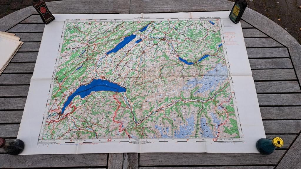 WWII US Map du GSGS de 1944 de LAUSANNE carte, Enlèvement ou Envoi