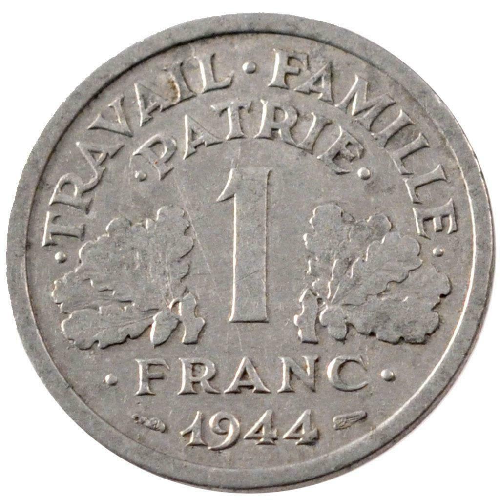 Munten 1 Franc Francais BAZOR (1942-1944)      7 munten, Postzegels en Munten, Ophalen of Verzenden, Frankrijk, Overige waardes