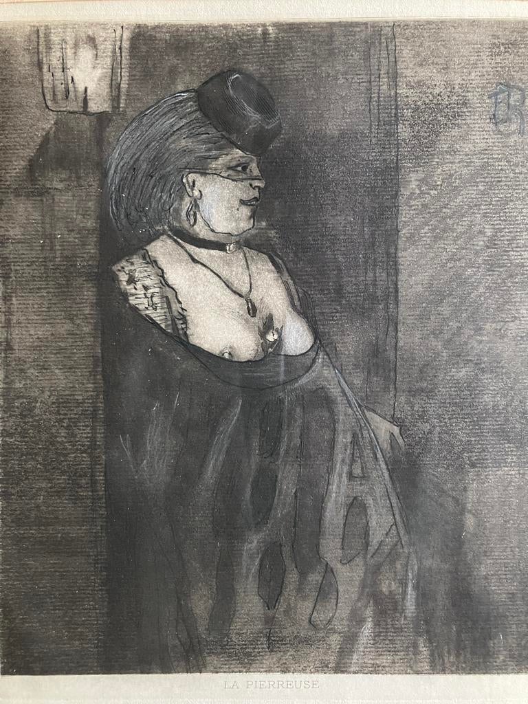 gravure Félicien Rops (1833-1898) La Pierreuse, Antiquités & Art, Art | Eaux-fortes & Gravures, Enlèvement ou Envoi