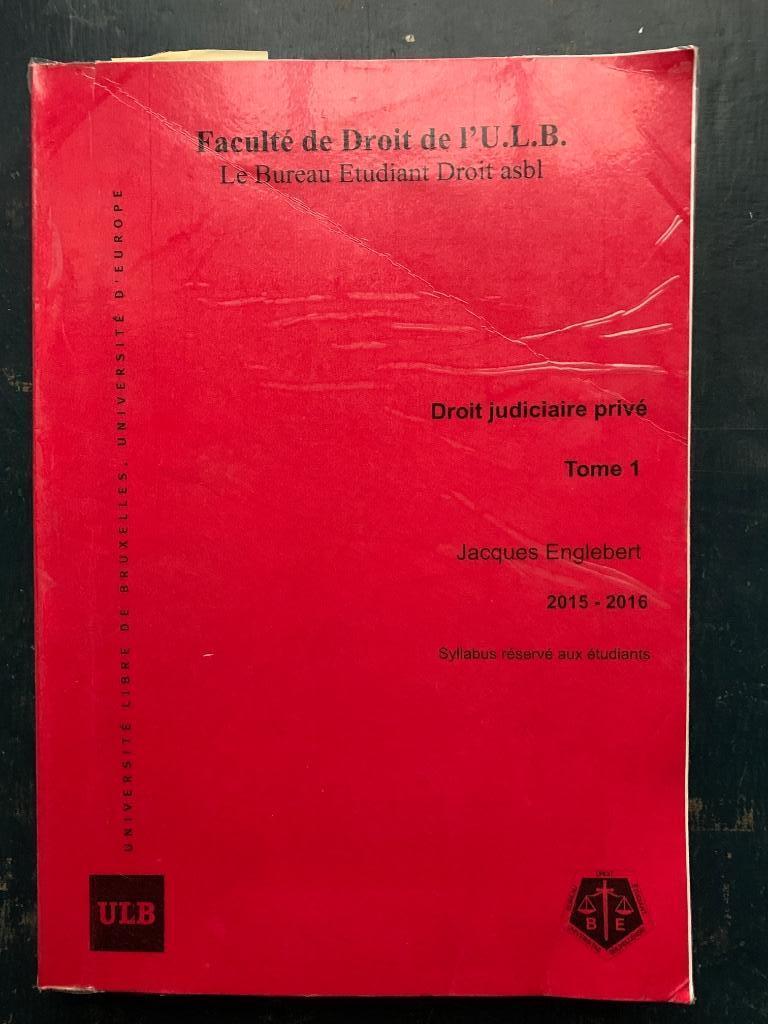 Droit judiciaire privé- Tome 1 - Jean Englebert - 2015-2016, Verzenden, Gelezen, Hoger Onderwijs, Jean Englebert
