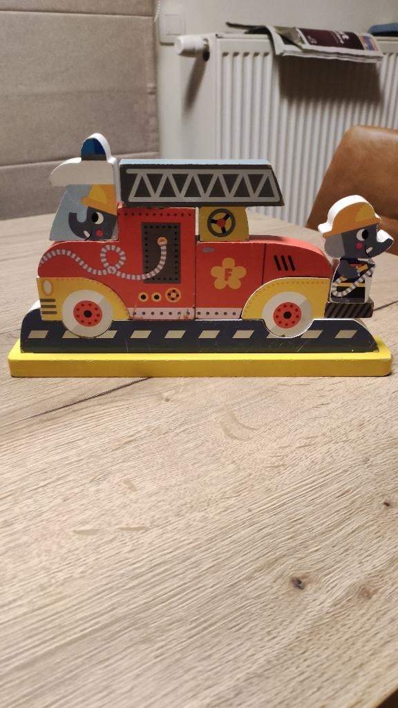 Janod houten puzzel 9 stuks met trekijzer, Ophalen, Minder dan 10 stukjes, Gebruikt, Van hout