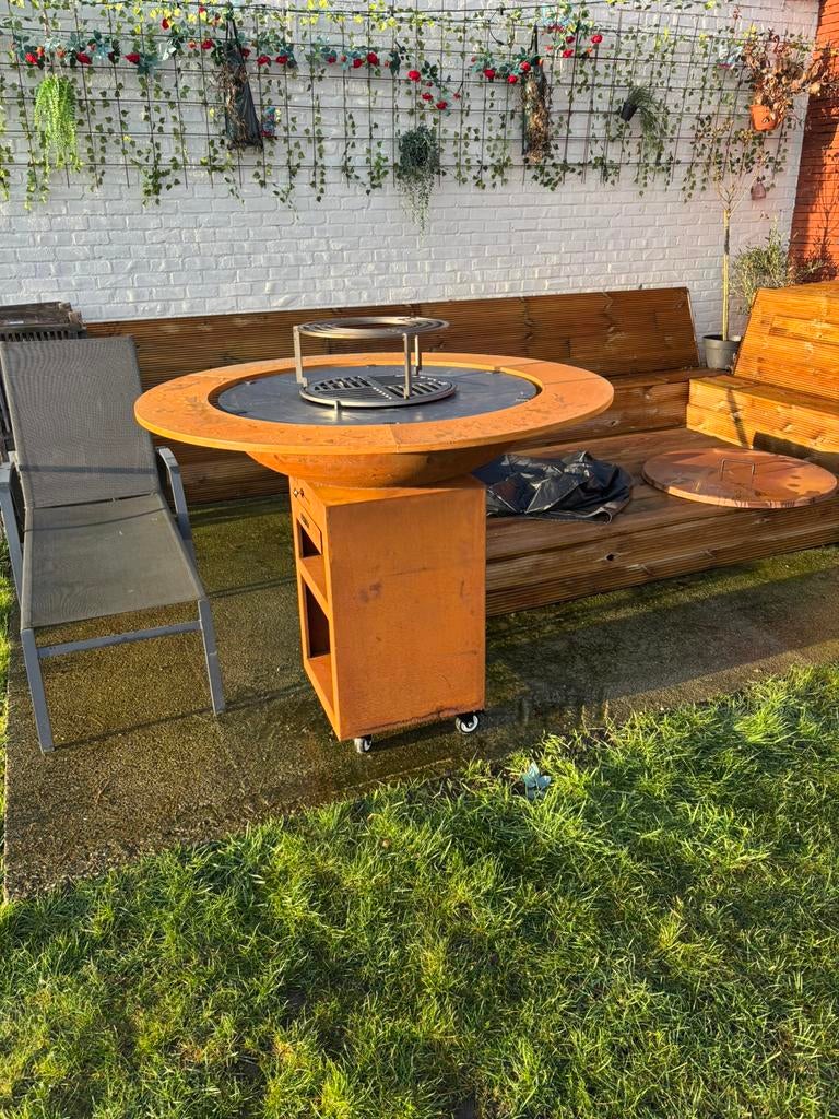 Plancha met houten ring en toebehoren, Ophalen of Verzenden, Zo goed als nieuw