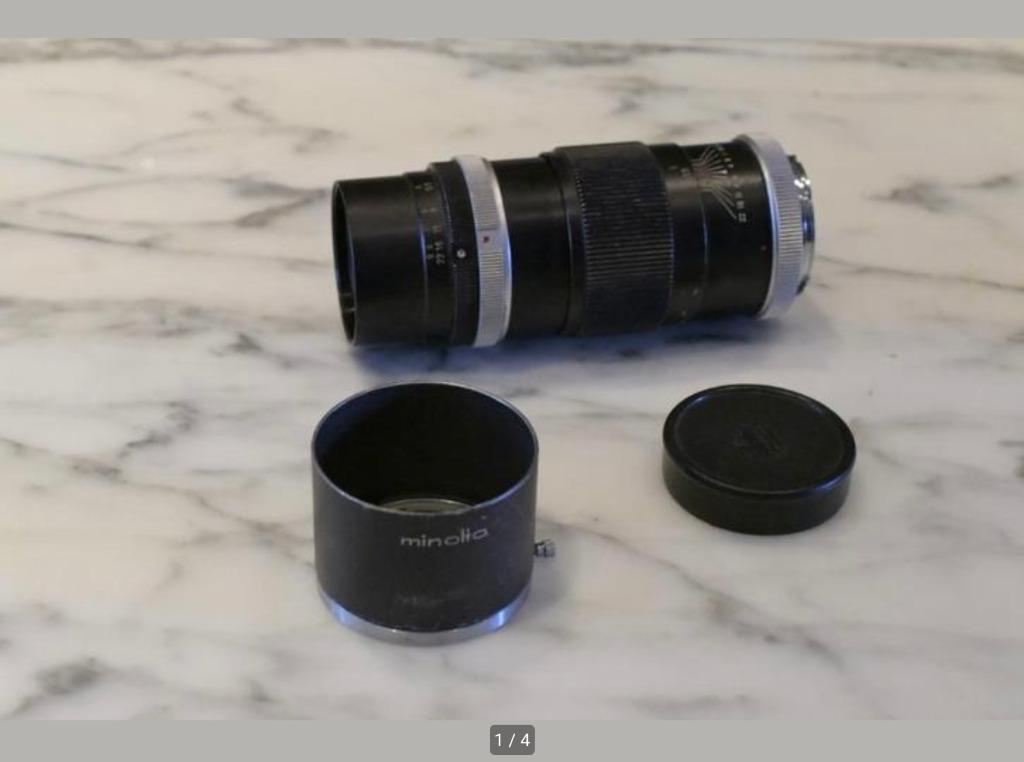 Minolta Rokkor-TC 135mm/4 met zonnekap D 48 KD, Ophalen of Verzenden, 1960 tot 1980, Lens of Lenzen
