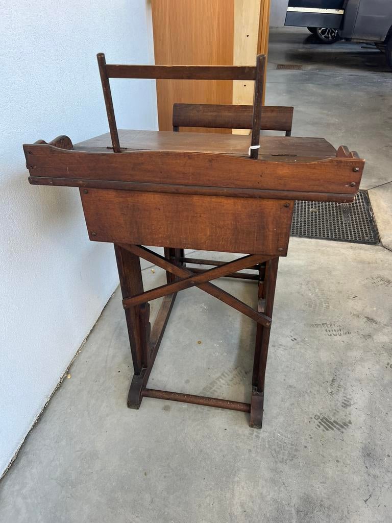 Nather schulbank Duits 40/50 jaren met orig. Inktpot, Antiek en Kunst, Ophalen of Verzenden