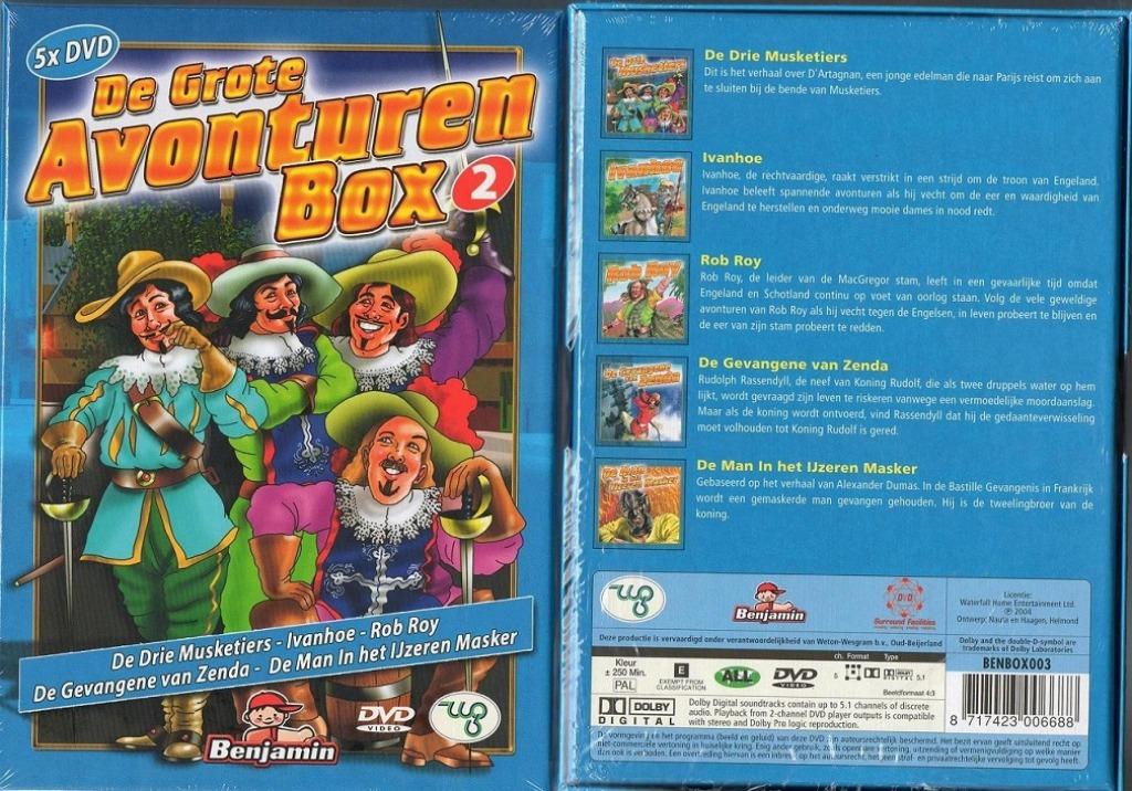 KINDER DVD 5-BOX DE GROTE AVONTUREN BOX DEEL II NIEUW, Alle leeftijden, Ophalen of Verzenden, Nieuw in verpakking