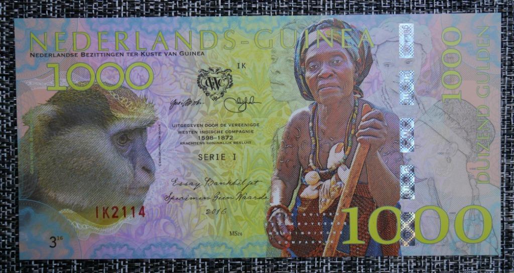 Bankbiljet 1000 Gulden Nederlands-Guinea 2016 UNC Polymeer, Ophalen of Verzenden, Overige landen, Setje