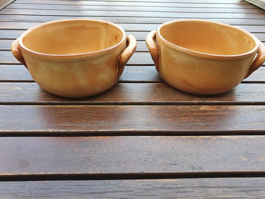 2 fonduepannen met handgrepen, Ophalen of Verzenden, Zo goed als nieuw