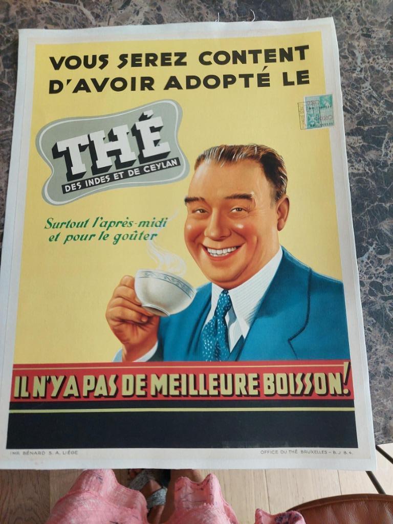 affiche du thé des Indes et de Ceylan 1948, impr. Bénard, Enlèvement ou Envoi