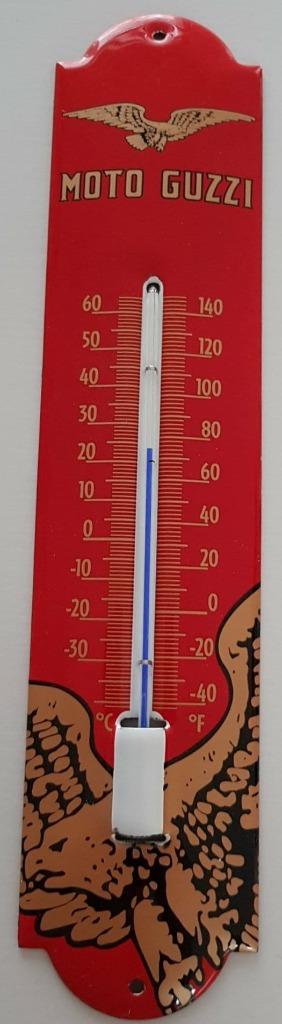 Moto Guzzi retro emaillen reclame decoratie thermometer, Verzamelen, Ophalen of Verzenden, Nieuw, Overige typen