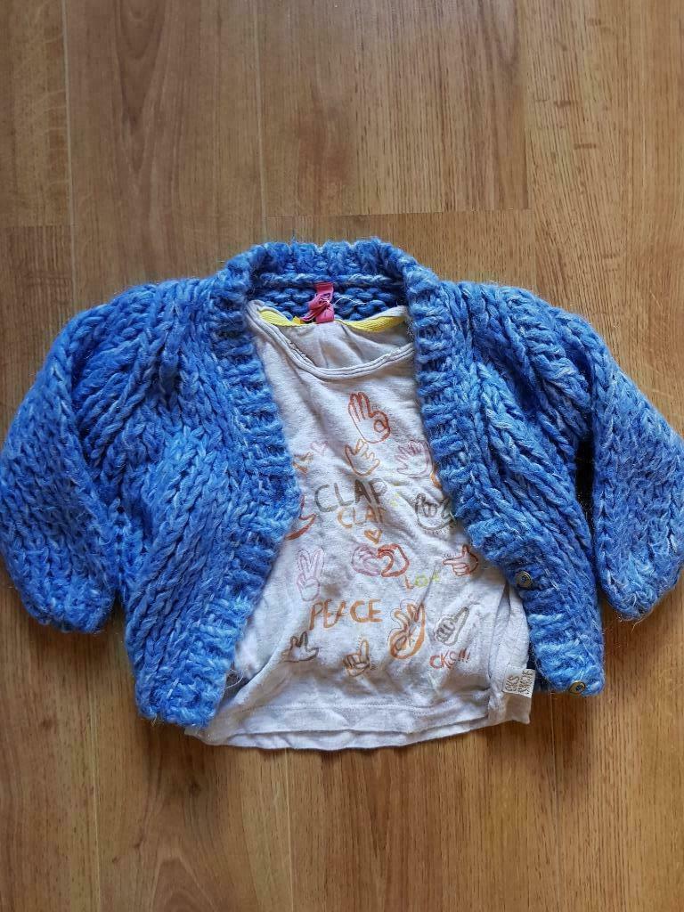 CKS setje blauwe vest en beige longsleeve 74, Ophalen of Verzenden, Setje