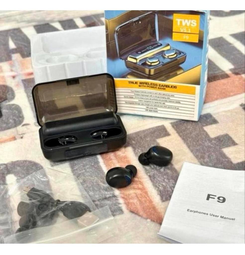Écouteurs sans fil Bluetooth V5.0 F9 TWS cover + power bank, Enlèvement ou Envoi, Neuf, Intra-auriculaires (In-Ear), Bluetooth