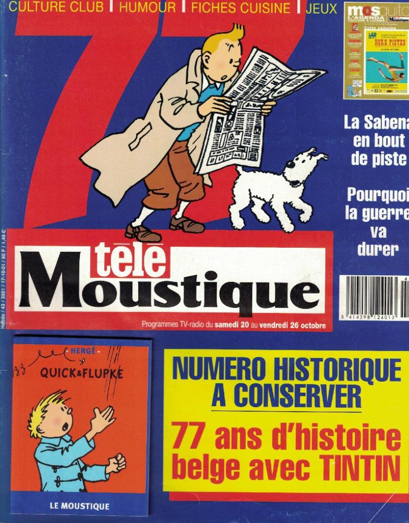 Tintin- télé Moustique - 77 ans de Tintin - version FR, Enlèvement ou Envoi, Tintin, Comme neuf, Livre ou Jeu