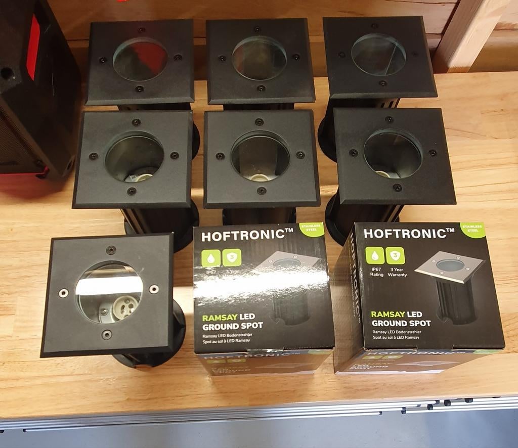 9x led grond spot IP67 met zwart/ inox afdekplaatje, Enlèvement, Comme neuf, Inox, LED