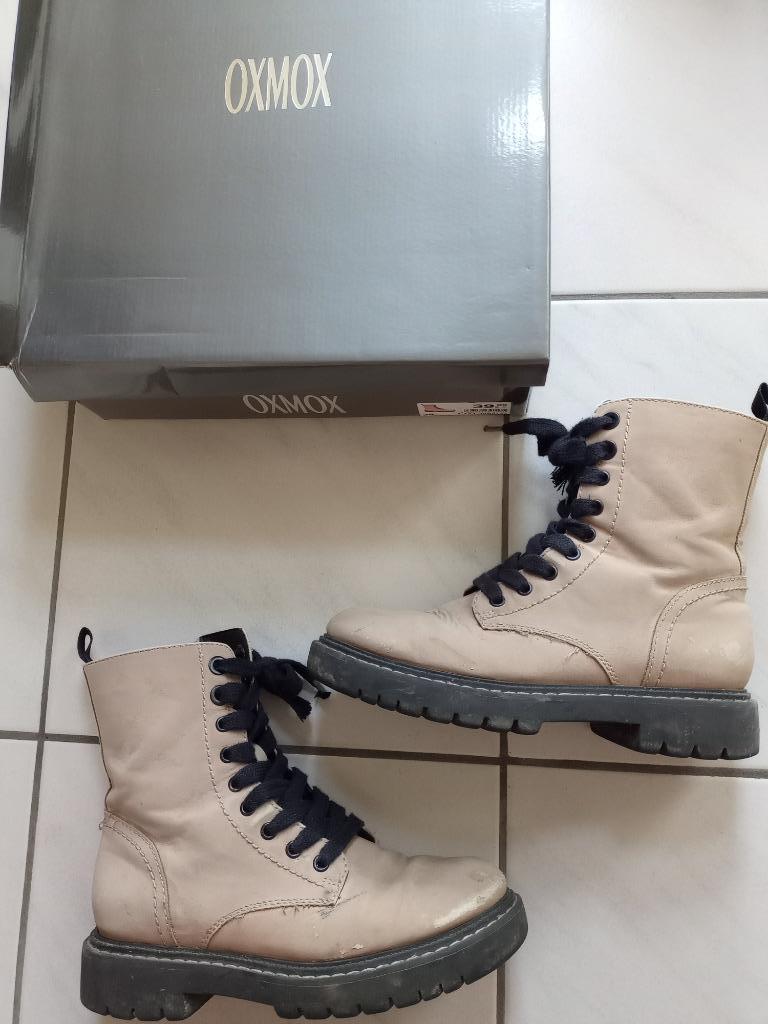 maat 36 botines Oxmox beige met zwarte veters, Enlèvement ou Envoi, Utilisé