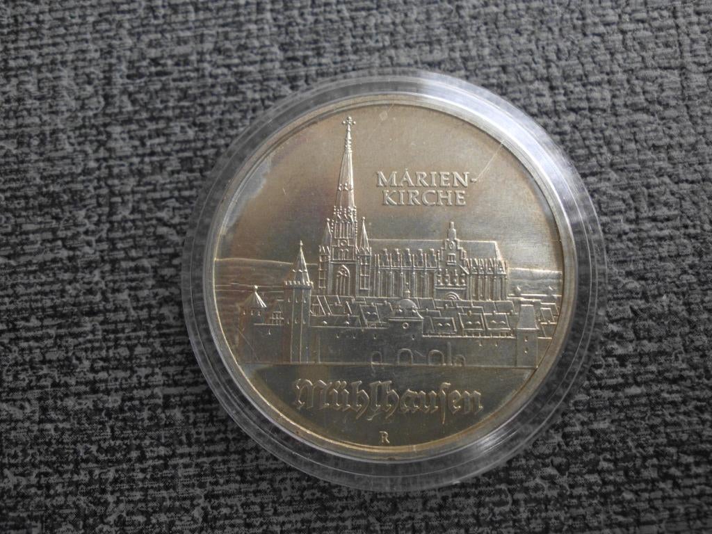 DDR - 5 Mark 1989A - Église Marien de Muhlhausen, Envoi, Allemagne, Monnaie en vrac