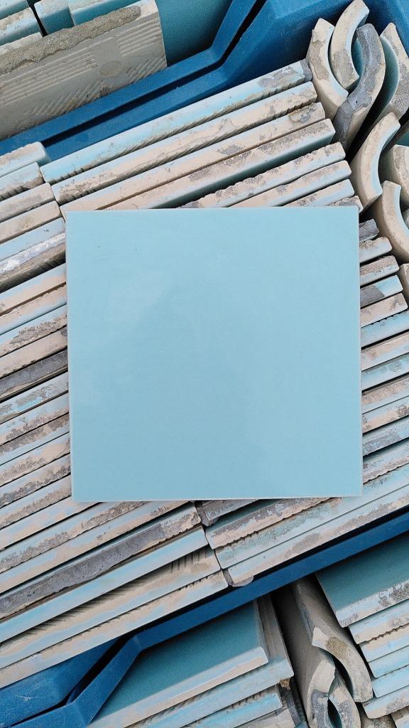 Licht blauwe Belgische wandtegels, Ophalen, Gebruikt, Minder dan 20 cm, Minder dan 20 cm
