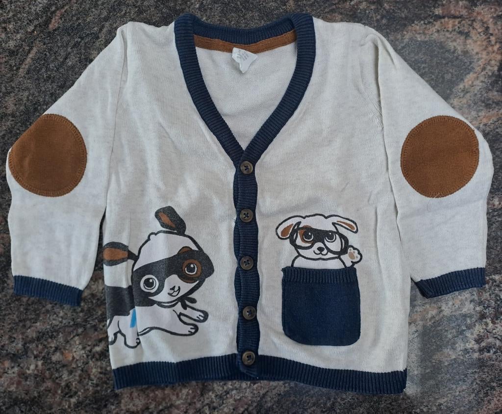 Beige gilet met konijntjes Mt 86, Kinderen en Baby's, Babykleding | Maat 86, H&M, Ophalen of Verzenden, Zo goed als nieuw, Truitje of Vestje