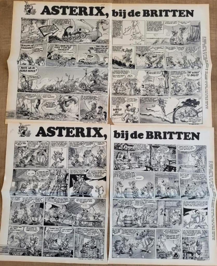 Asterix en Obelix: groot lot oude stripknipsels ('60-'70), Ophalen of Verzenden, Asterix en Obelix, Gebruikt, Plaatje, Poster of Sticker
