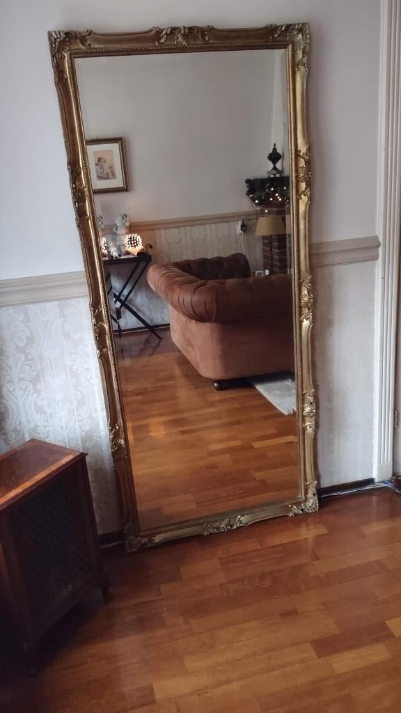 Gouden "Barok-Spiegel-Facet" Open Gewerkte Ornamenten 181x82, Huis en Inrichting, Woonaccessoires | Spiegels, Ophalen of Verzenden
