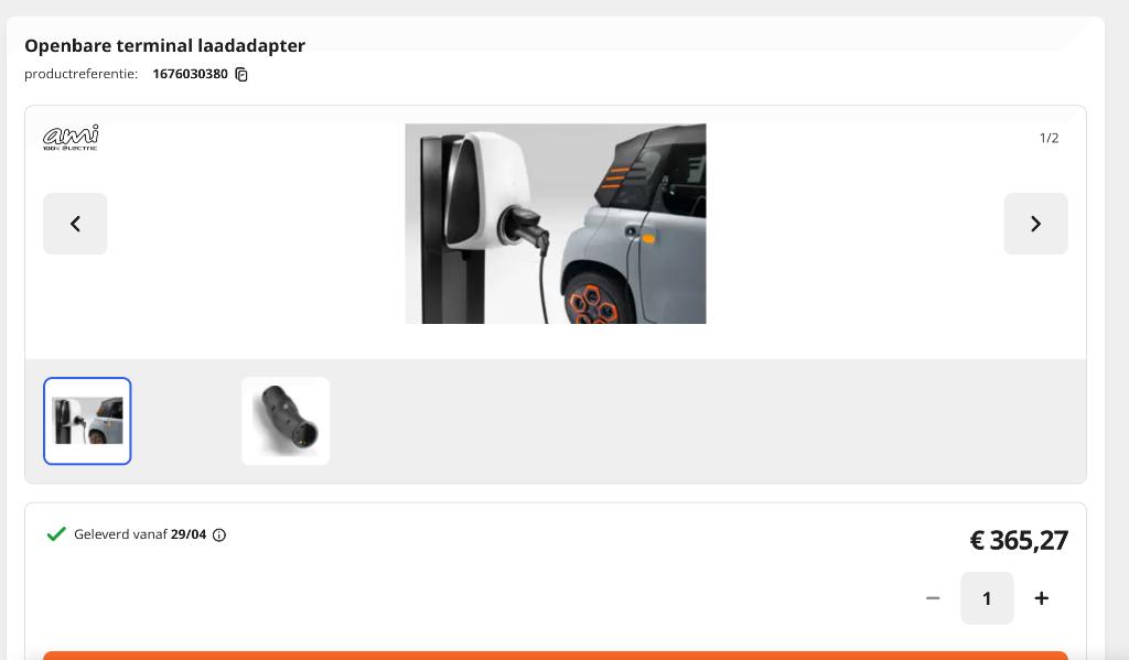 oplaadkabel elektrisch AMI citroen publieke laadadapter, Ophalen