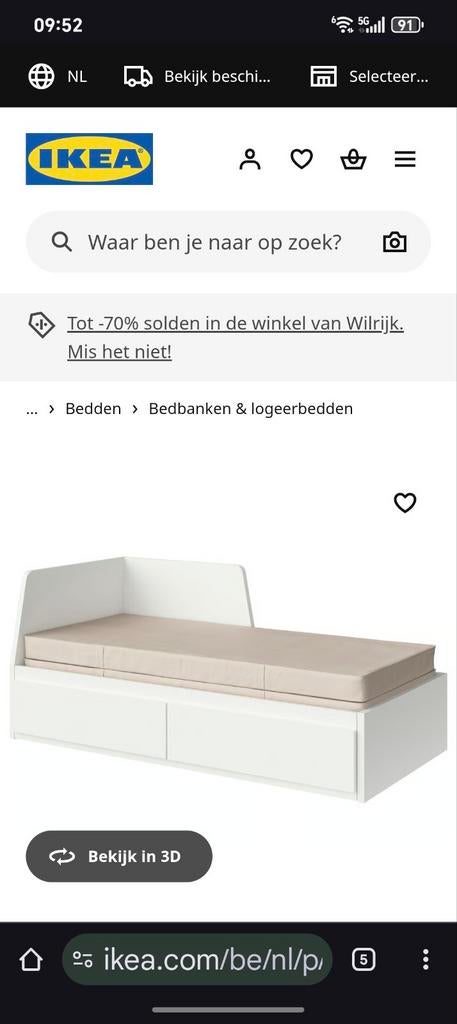 Ikea flekke bedbank, zetelbed, Ophalen