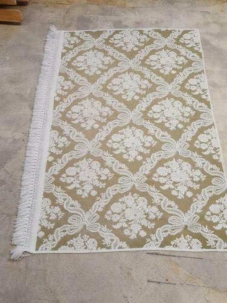 Klassiek getint beddensprei kleed lindegroen roomwit 190/134, Ophalen of Verzenden, Zo goed als nieuw