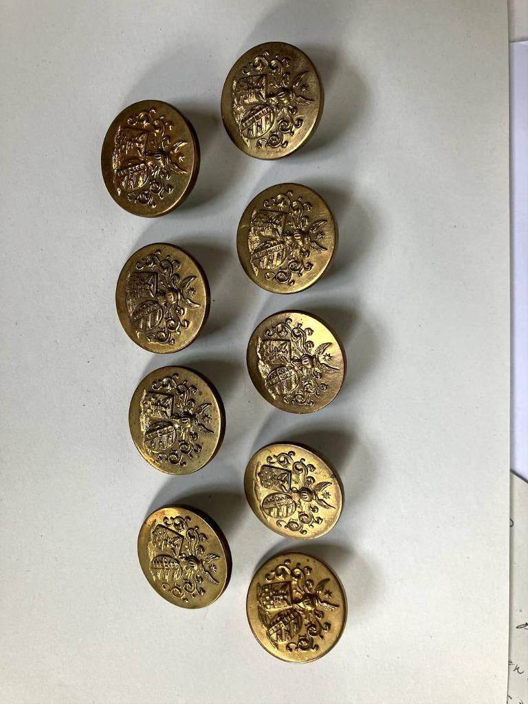 boutons de livrée armoriés, de Bergeyck, Moretus, de Theux, Ophalen of Verzenden
