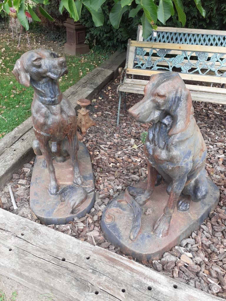 Deux superbes chiens de chasse en fonte, Jardin & Terrasse, Enlèvement, Utilisé, Autres matériaux, Animal