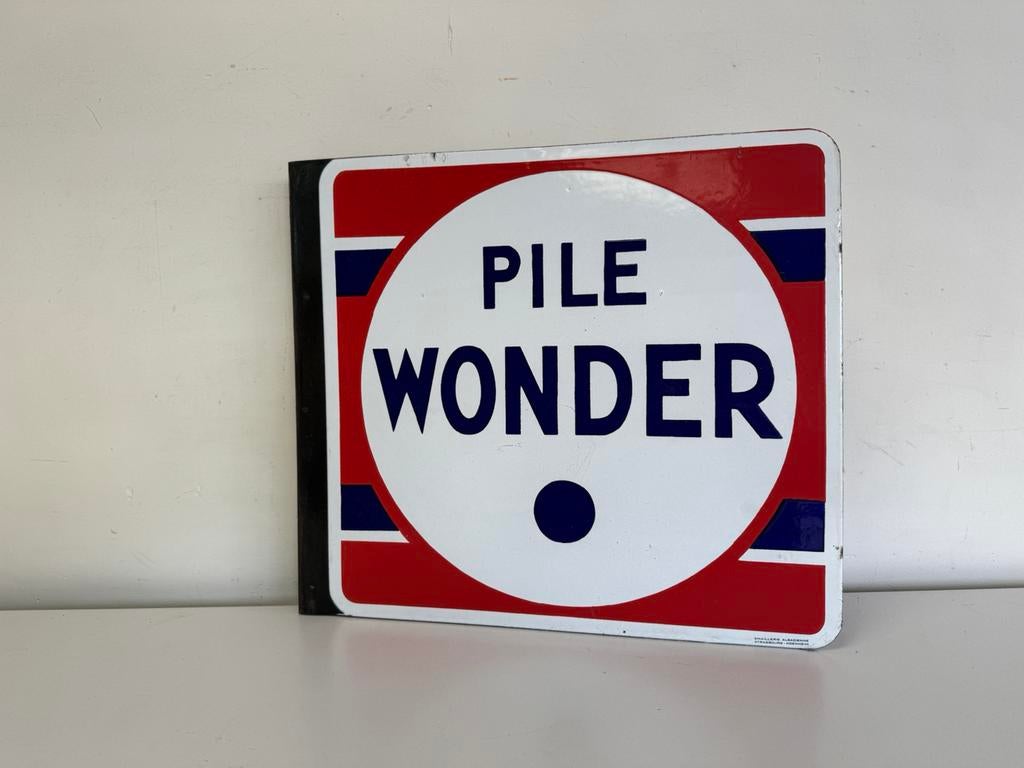 Panneau publicitaire en émail Pile Wonder, Enlèvement ou Envoi