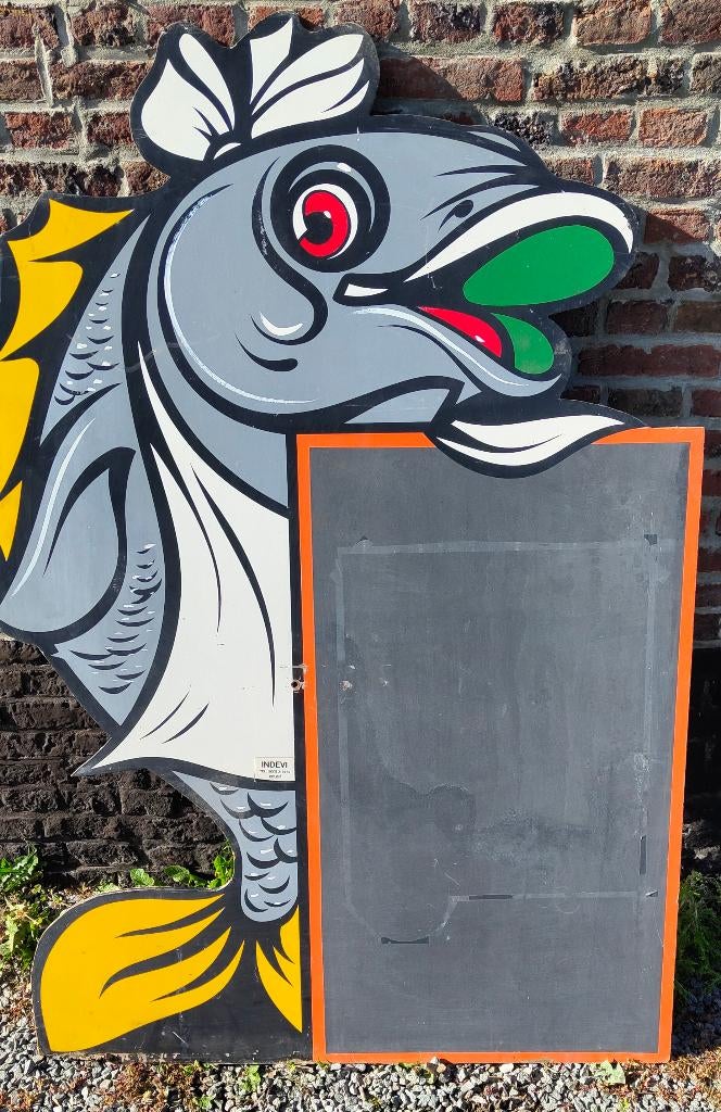 Stoepbord vis, Ophalen, Gebruikt, Reclamebord