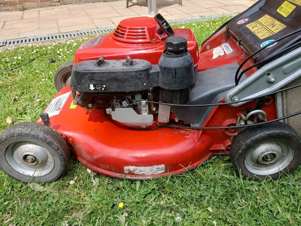 OREC GR531c grasmaaier excl. Staat 53cm Zelftrekker rotostop, Tuin en Terras, Grasmaaiers, Ophalen, Cirkelmaaier, Gebruikt, Versnellingen