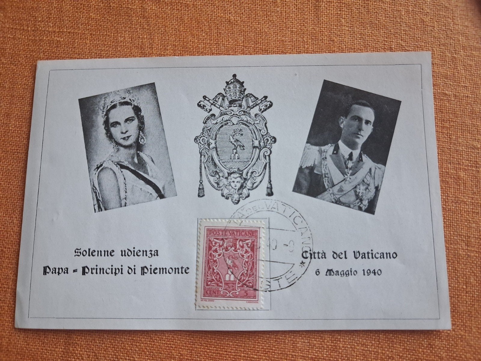 Feuillet  officiel 6 mai 1940 Vatican, Enlèvement ou Envoi, Oblitéré, Avec timbre