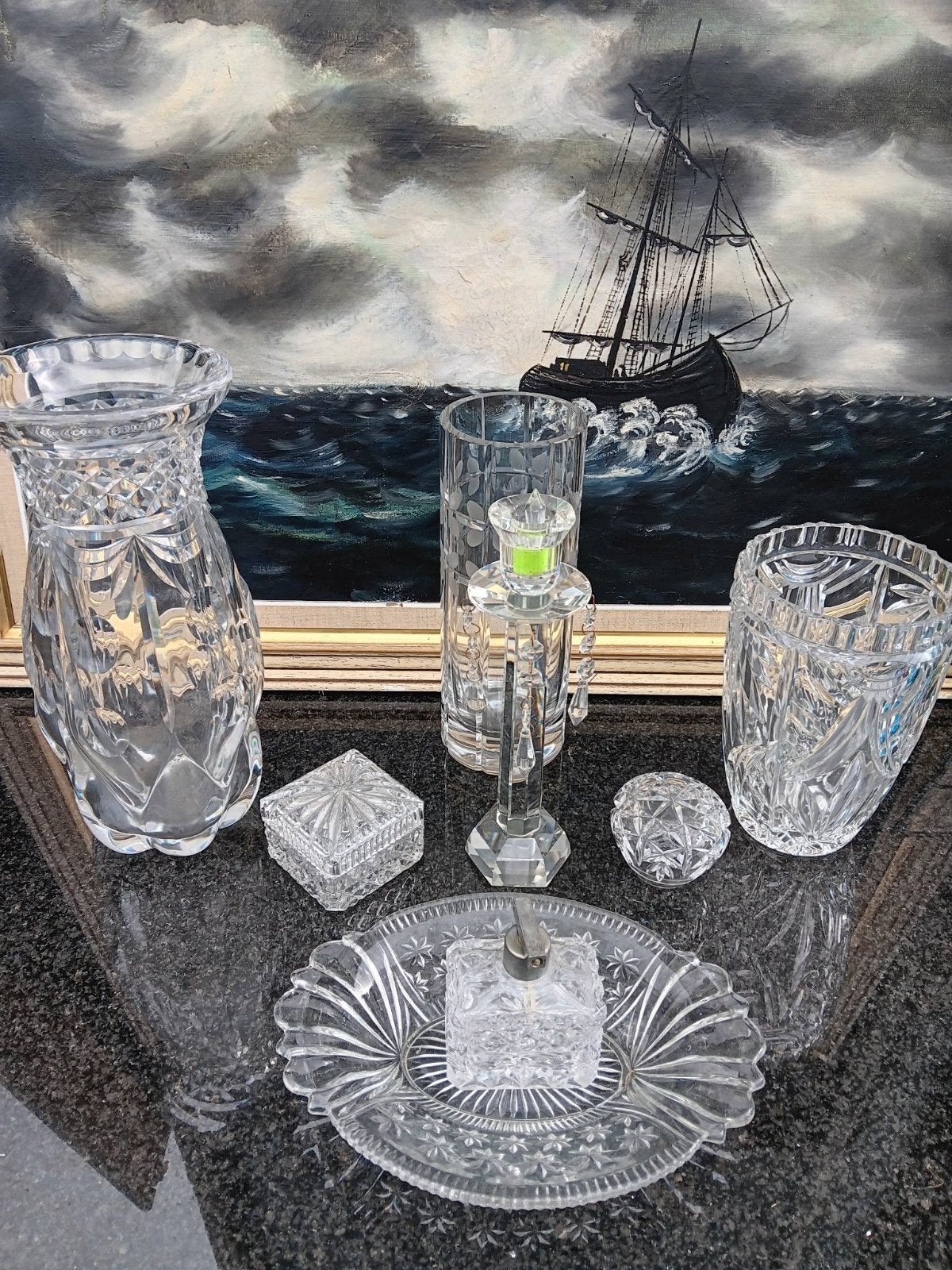 Kristallen ornamenten set , niks aan op te merken, Antiek en Kunst, Antiek | Glaswerk en Kristal, Ophalen of Verzenden