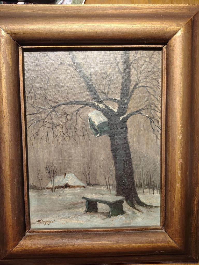 Melancholie/ winterlandschap schilderij, Antiek en Kunst, Ophalen