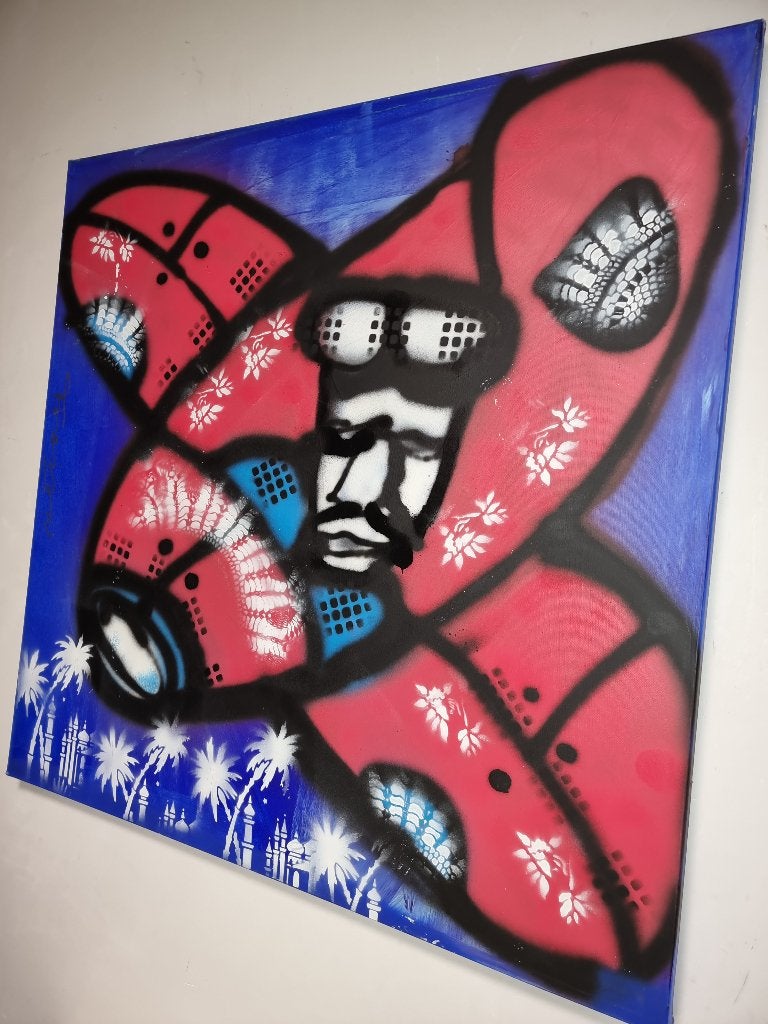 Fabian (Herman Brood) AIRPLANE  Met certificaa, Ophalen, Gesigneerd, Doek
