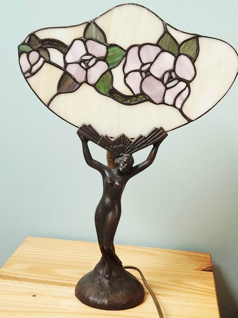 lampe style Art Déco (bronze et vitrail), Enlèvement