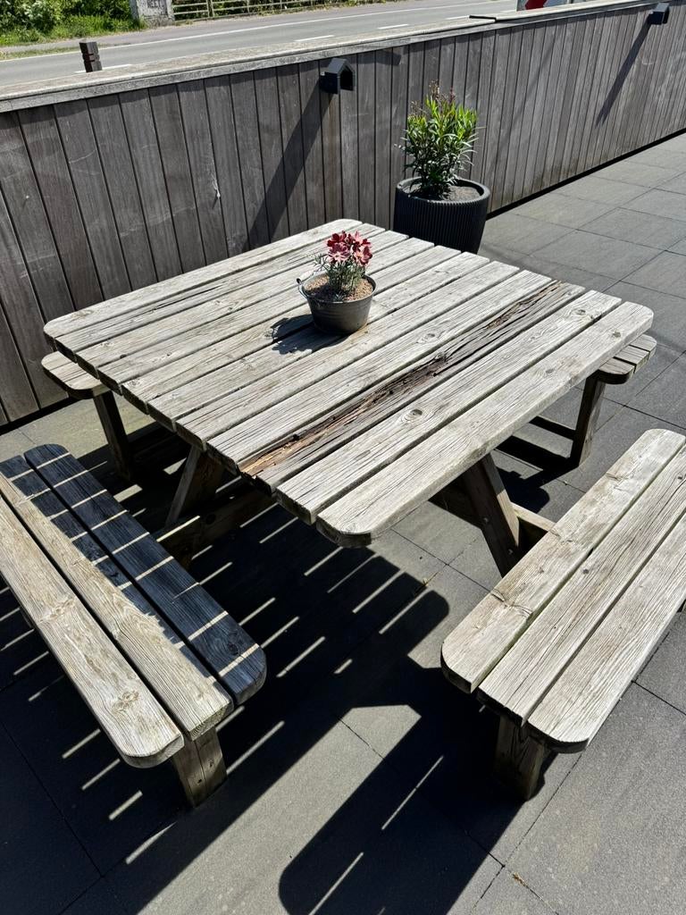 3 Gebruikte picknicktafel 8personen, Ophalen, Gebruikt, Vierkant, Hout