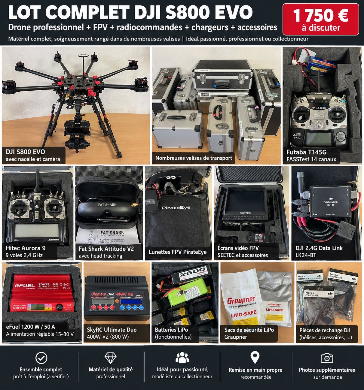 Drone dji s800 evo, Enlèvement, Comme neuf