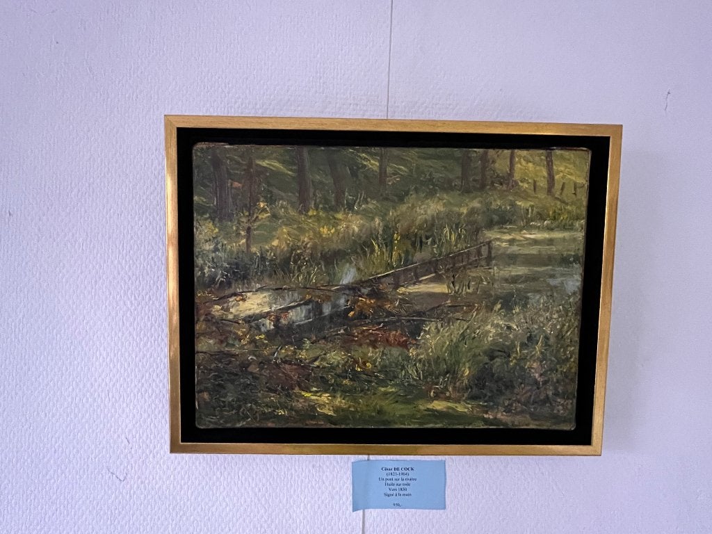 César De Cock – Peinture vers 1850- Un pont sur la rivière, Antiquités & Art, Art | Peinture | Classique, Enlèvement