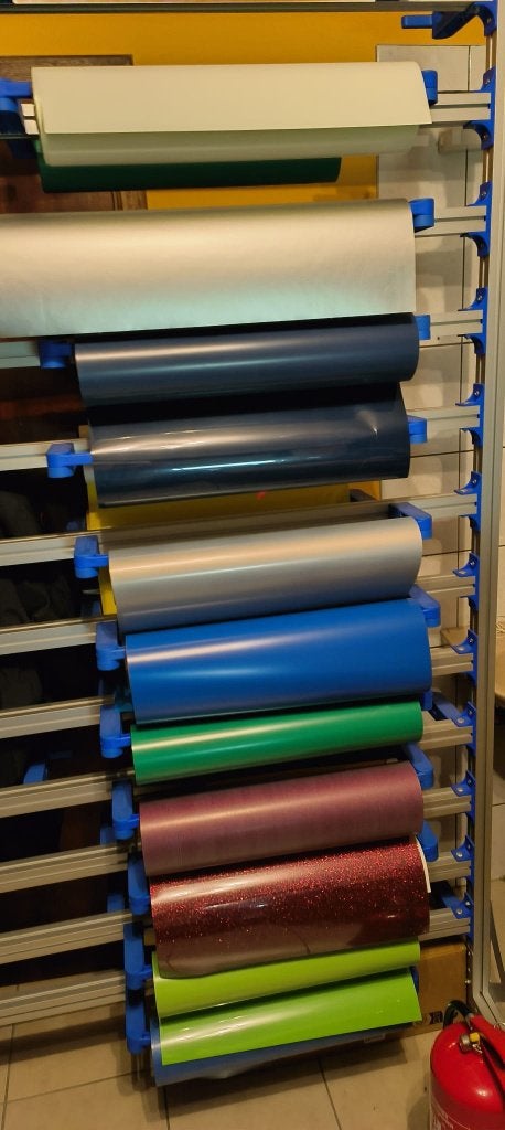 Rek voor en met vinylrollen (ongeveer 25 rollen), Ophalen of Verzenden, Zo goed als nieuw
