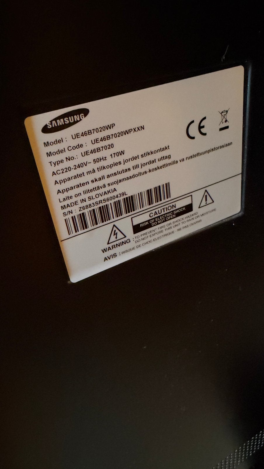 Samsung televisie - 46 inch - Geen Smart TV - Uit 2009!, 50 Hz, LCD, Enlèvement, Utilisé