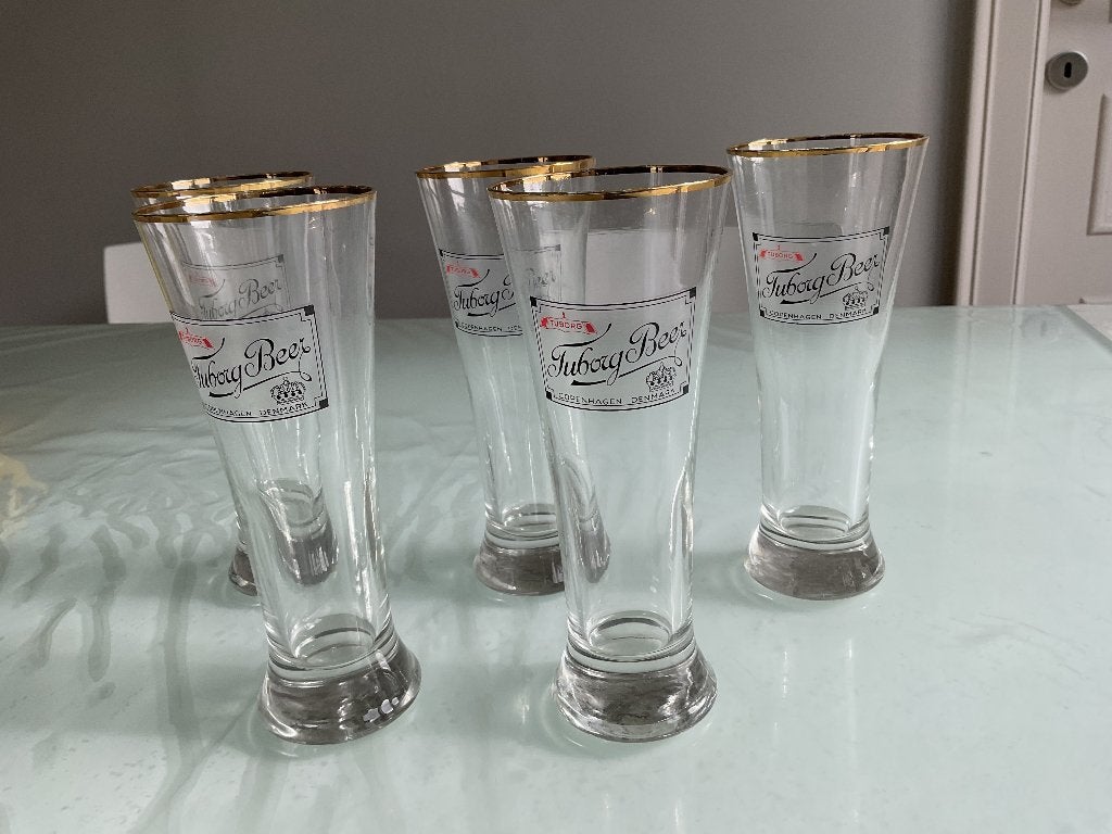 5 Tuborg glazen, Ophalen, Nieuw, Bierglas