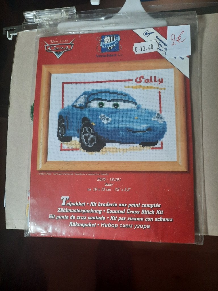 Vervaco - Telpatroon + restgarens - Cars Sally 2575/19.091, Ophalen of Verzenden, Gebruikt, Handborduren, Patroon