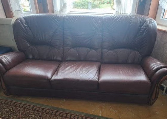drie delige salon, Huis en Inrichting, Ophalen, 150 tot 200 cm, Zo goed als nieuw, Rechte bank