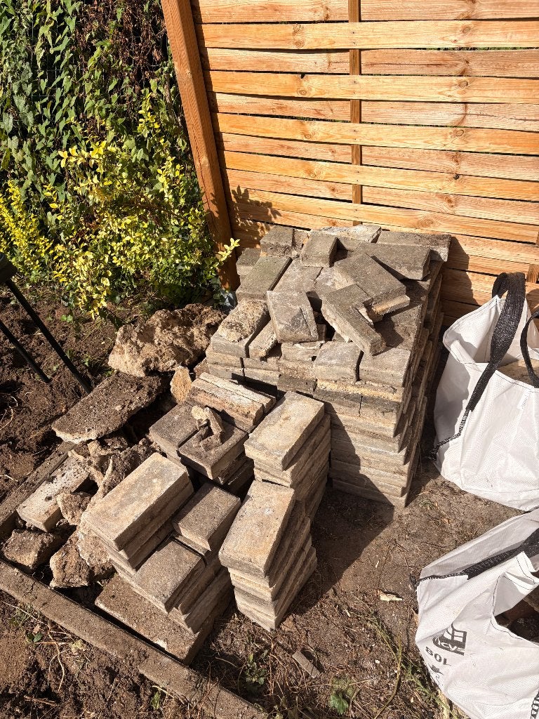 Tuintegels gratis op te halen, Tuiles de terrasse, Utilisé, 5 à 10 m², Enlèvement