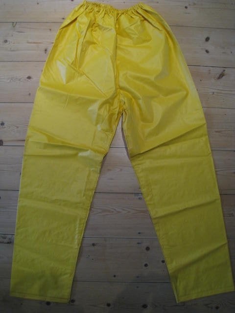 Gele oliejekker broek, lengte 116cm, perfekt, watericht !!, Fietsen en Brommers, Ophalen